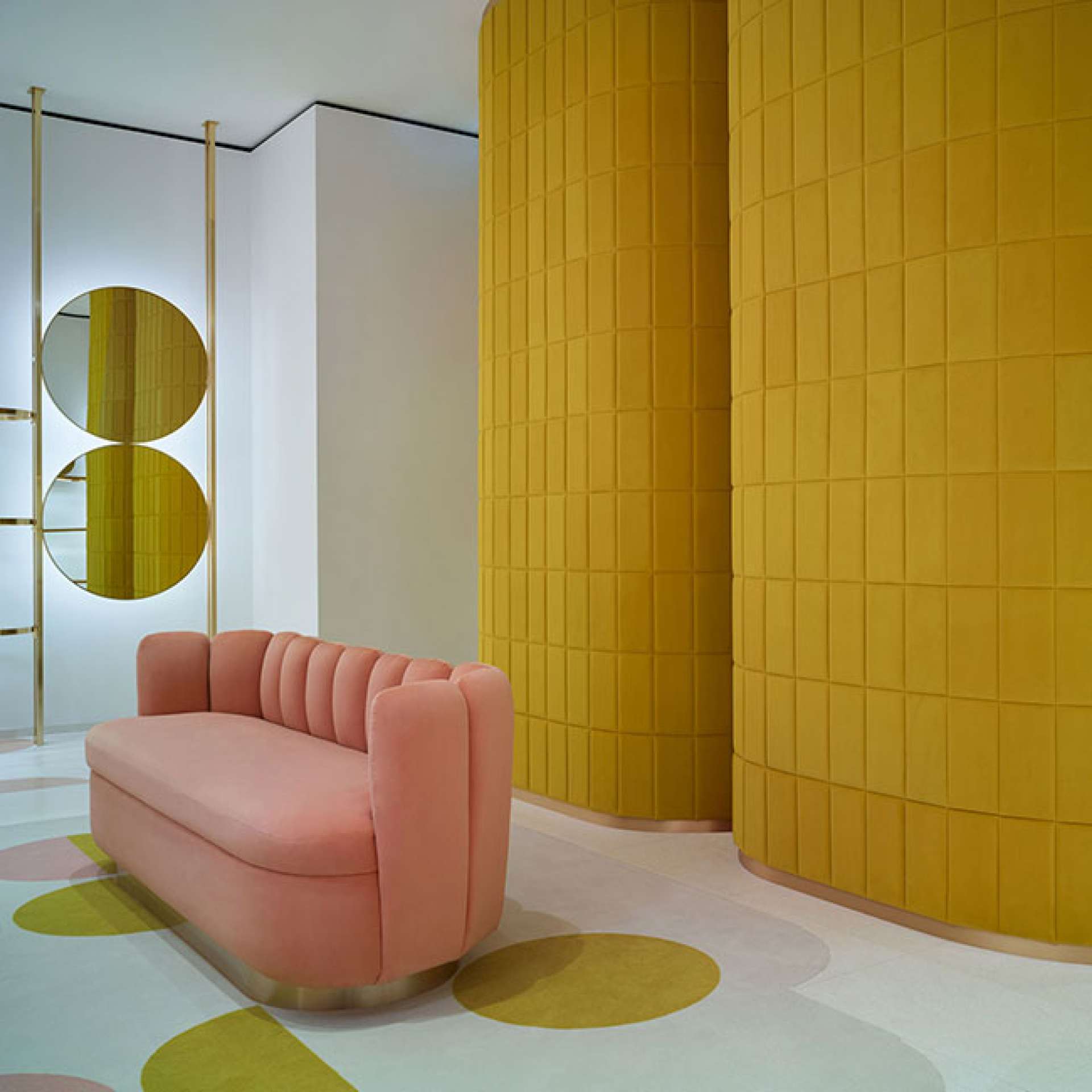 India Mahdavi uses pink and yellow velvet for first RED Valentino store in London