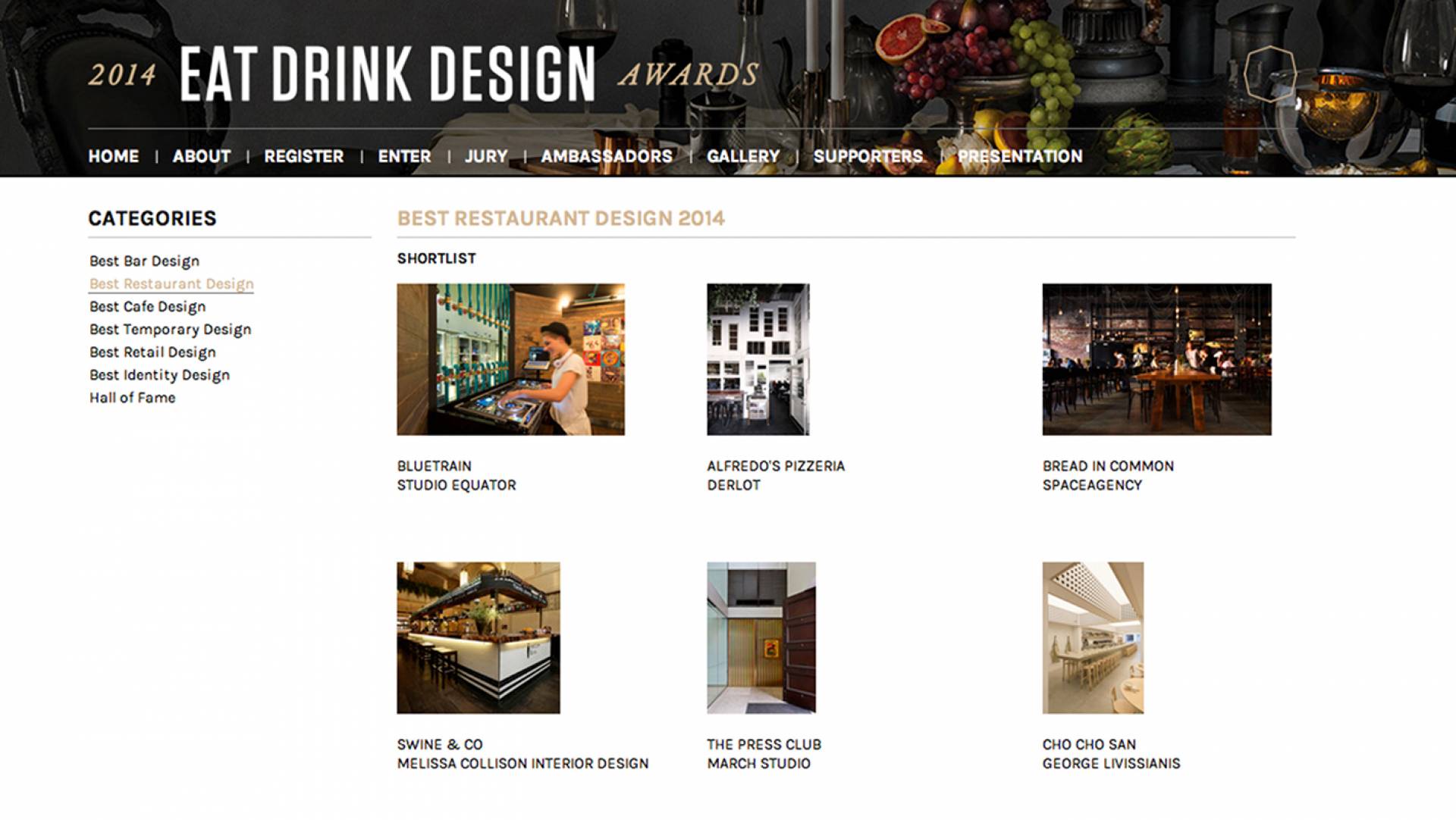 Eat Drink Design Shorlist