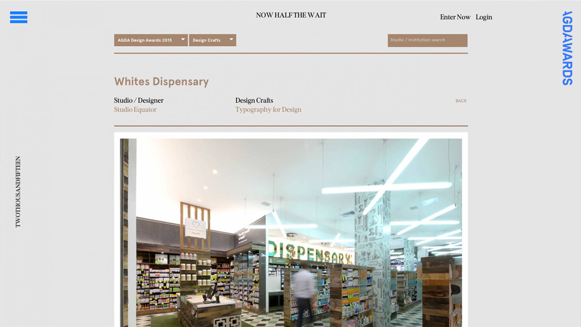 AGDA Awards 2015 Finalists Design Crafts-Whites Dispensary